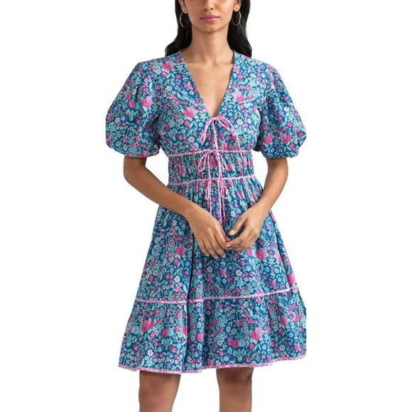 NWT Shoshanna Tiska Blue Floral Bohemian Dress $339 - Picture 1 of 13